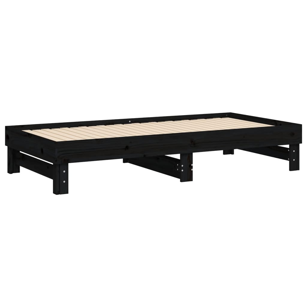 vidaXL Sofá cama extraíble sin colchón negro 2x(90x190) cm