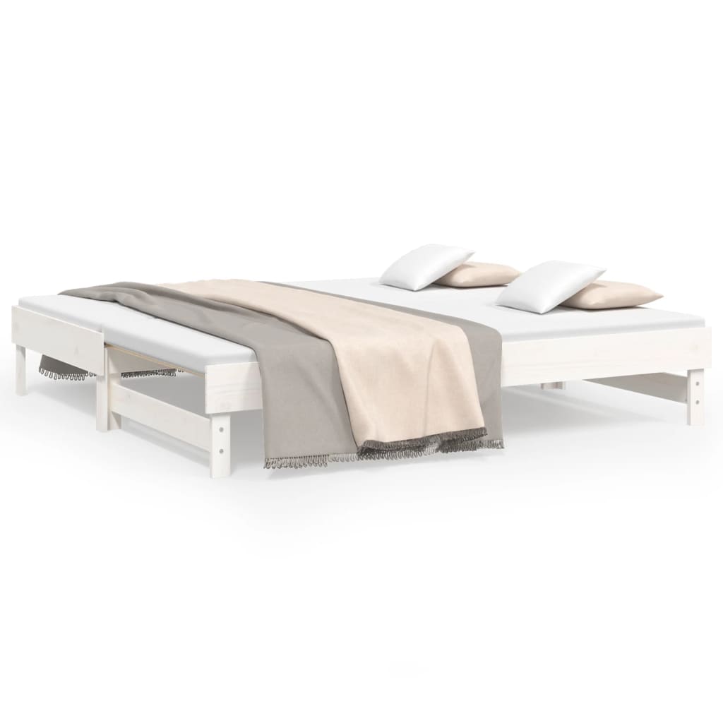 vidaXL Sofá cama extraíble madera maciza de pino blanco 2x(75x190) cm