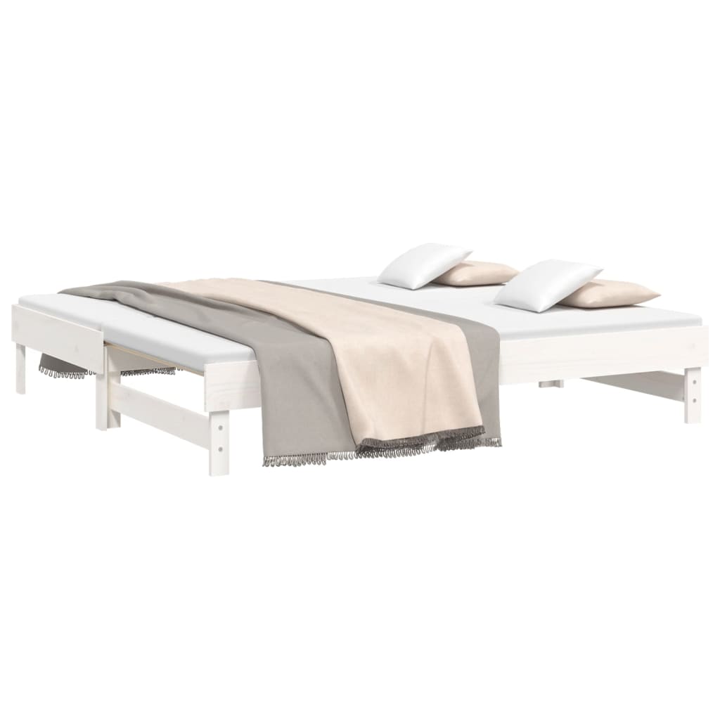 vidaXL Sofá cama extraíble madera maciza de pino blanco 2x(75x190) cm