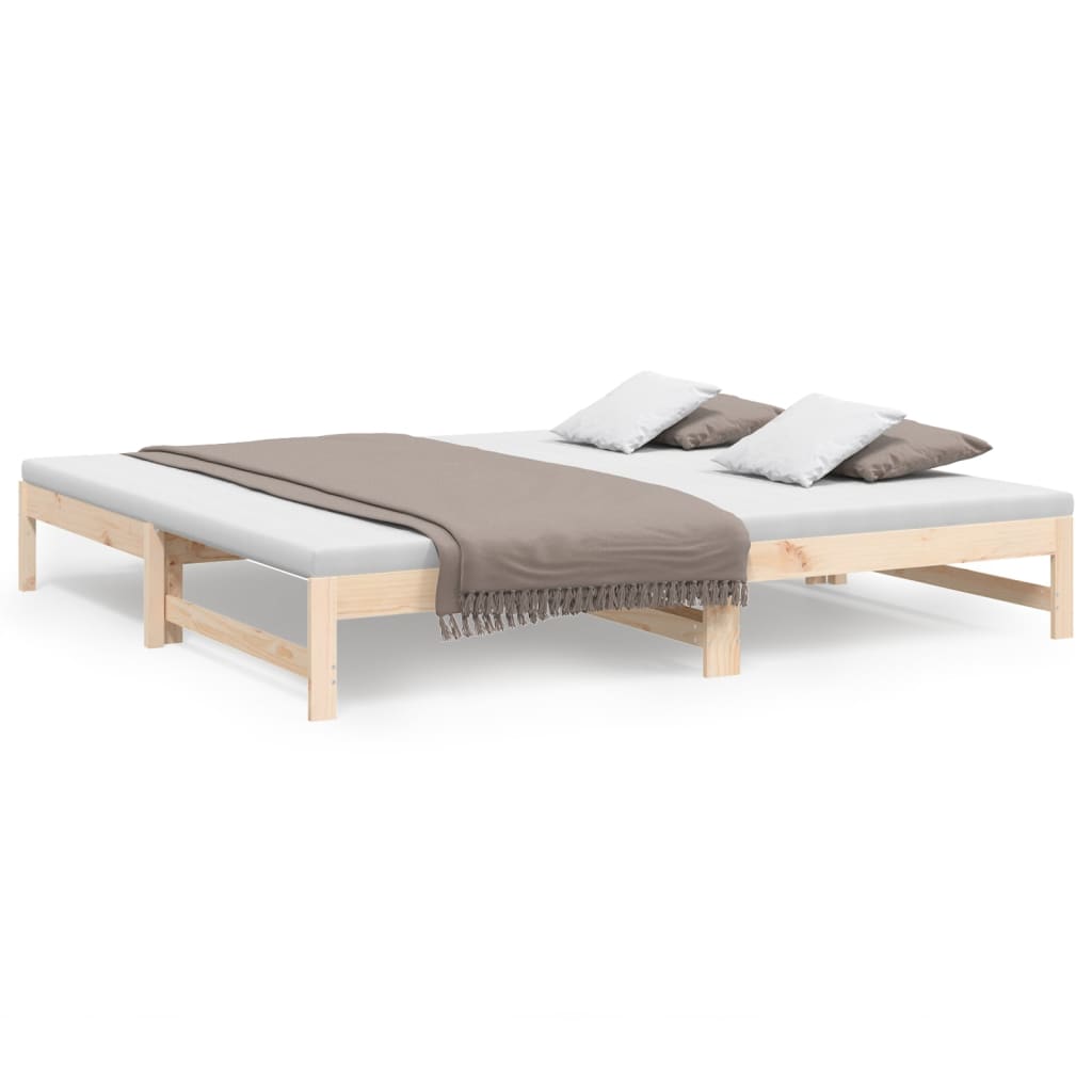 vidaXL Sofá cama extraíble madera maciza de pino 2x(100x200) cm