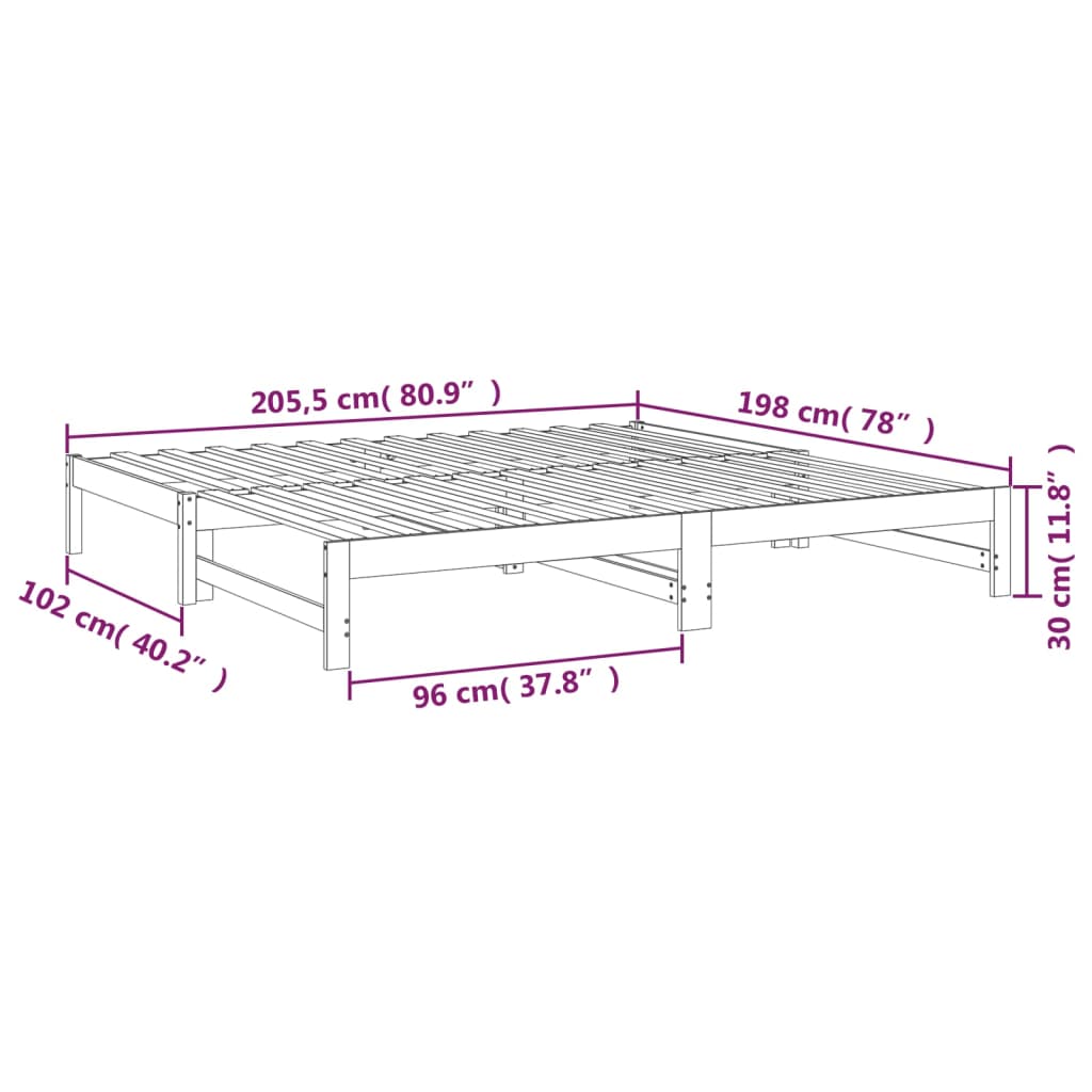 vidaXL Sofá cama extraíble madera maciza de pino 2x(100x200) cm