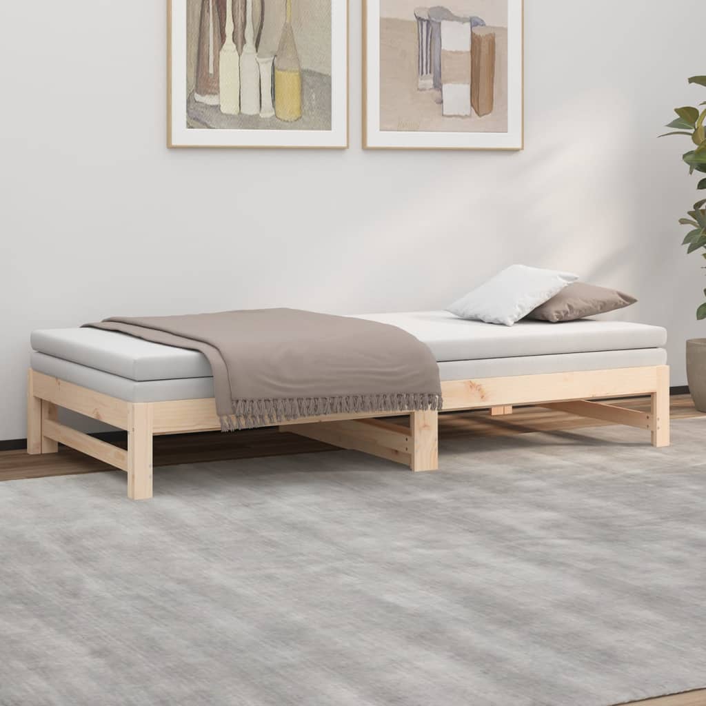 vidaXL Sofá cama extraíble madera maciza de pino 2x(100x200) cm