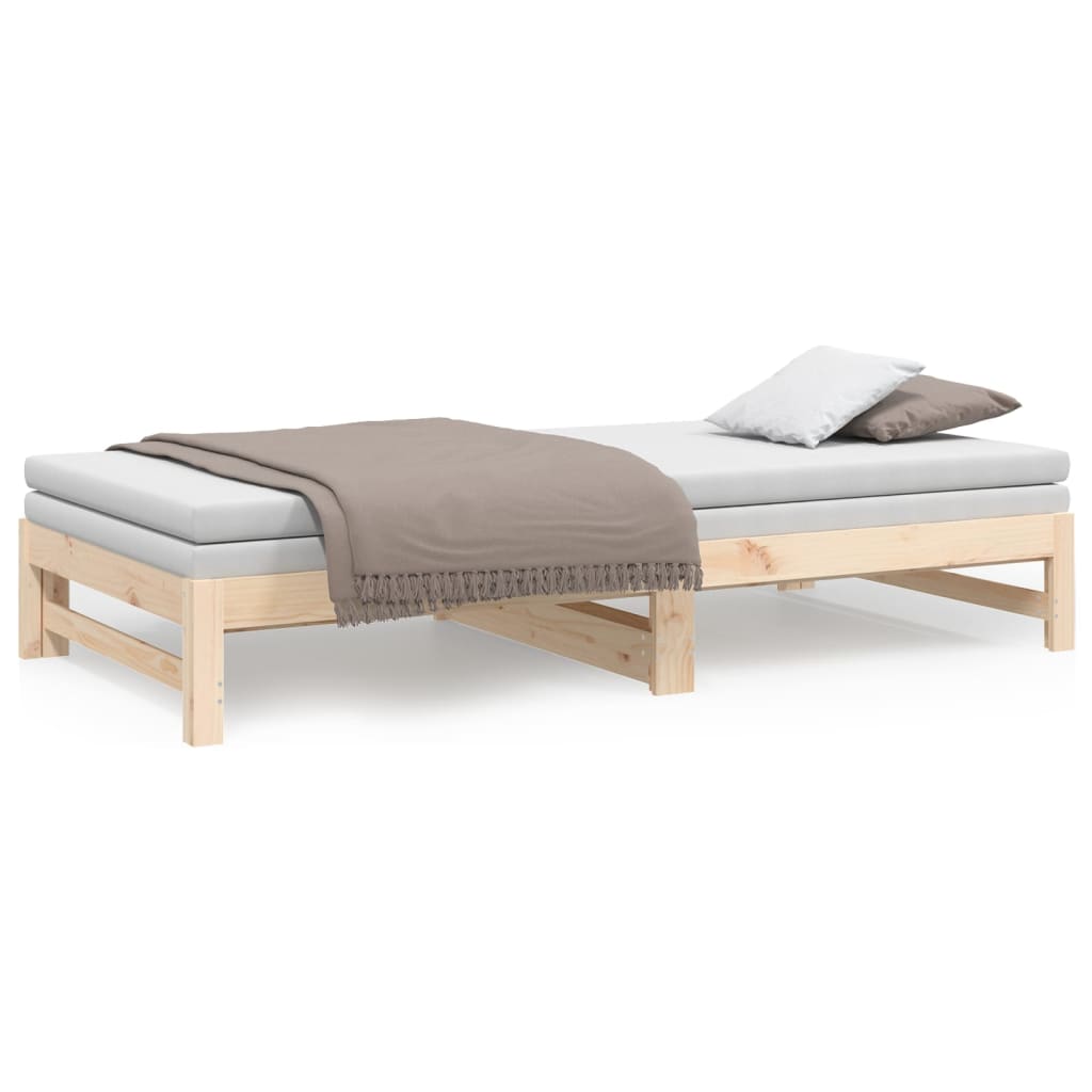 vidaXL Sofá cama extraíble madera maciza de pino 2x(100x200) cm