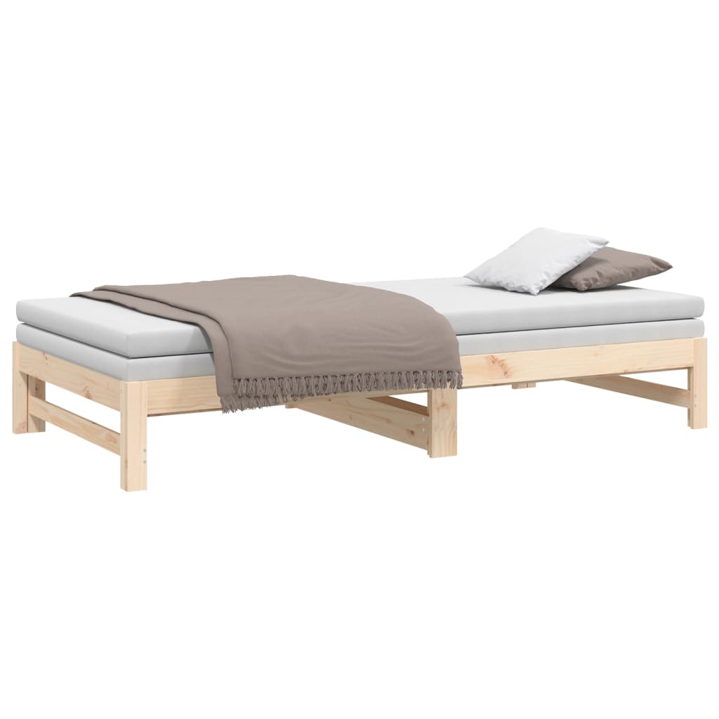 vidaXL Sofá cama extraíble madera maciza de pino 2x(100x200) cm