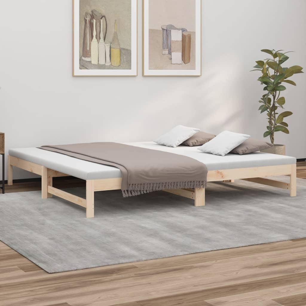 vidaXL Sofá cama extraíble madera maciza de pino 2x(100x200) cm