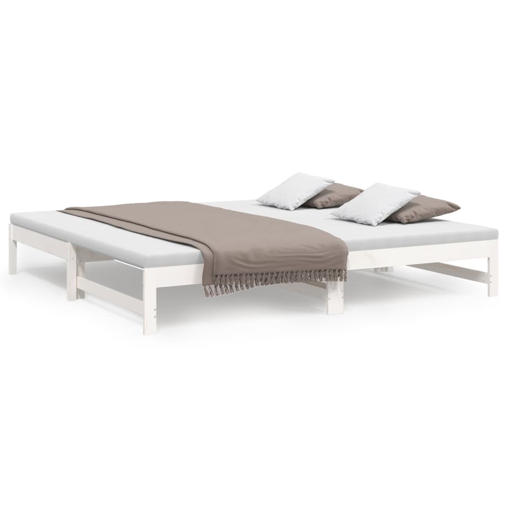 vidaXL Sofá cama extraíble madera maciza de pino blanco 2x(100x200) cm