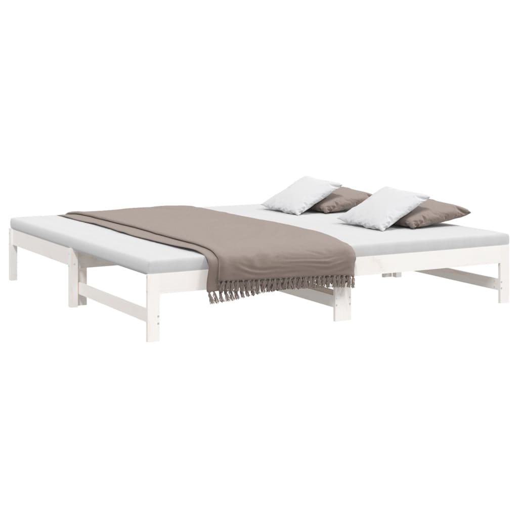 vidaXL Sofá cama extraíble madera maciza de pino blanco 2x(100x200) cm