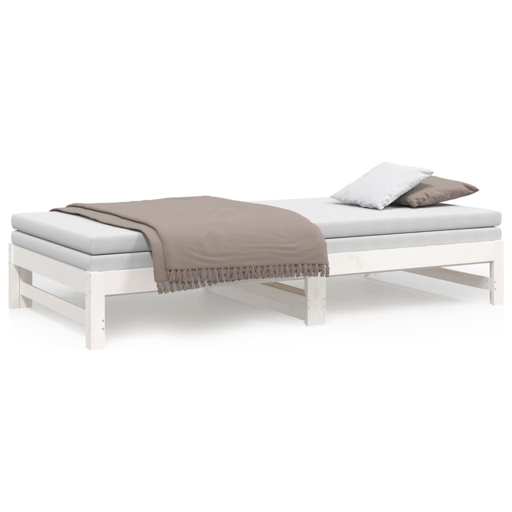 vidaXL Sofá cama extraíble madera maciza de pino blanco 2x(100x200) cm