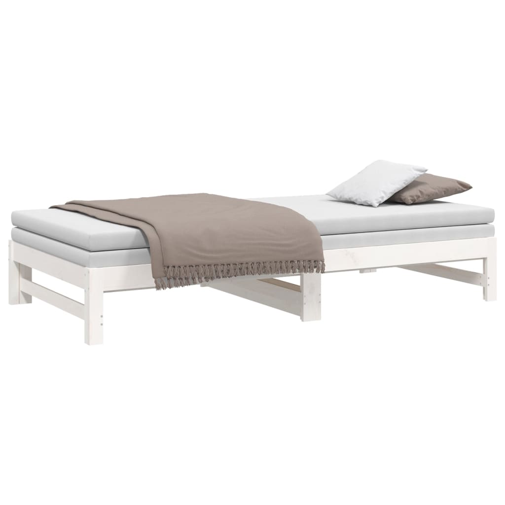 vidaXL Sofá cama extraíble madera maciza de pino blanco 2x(100x200) cm