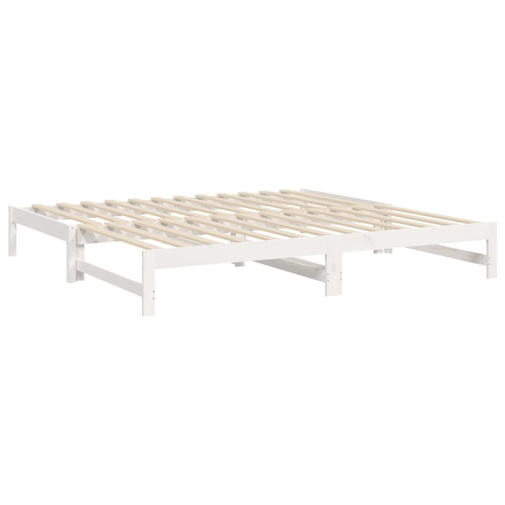 vidaXL Sofá cama extraíble madera maciza de pino blanco 2x(100x200) cm