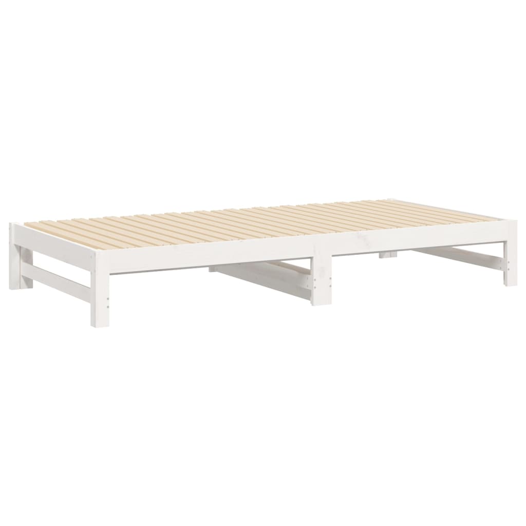 vidaXL Sofá cama extraíble madera maciza de pino blanco 2x(100x200) cm