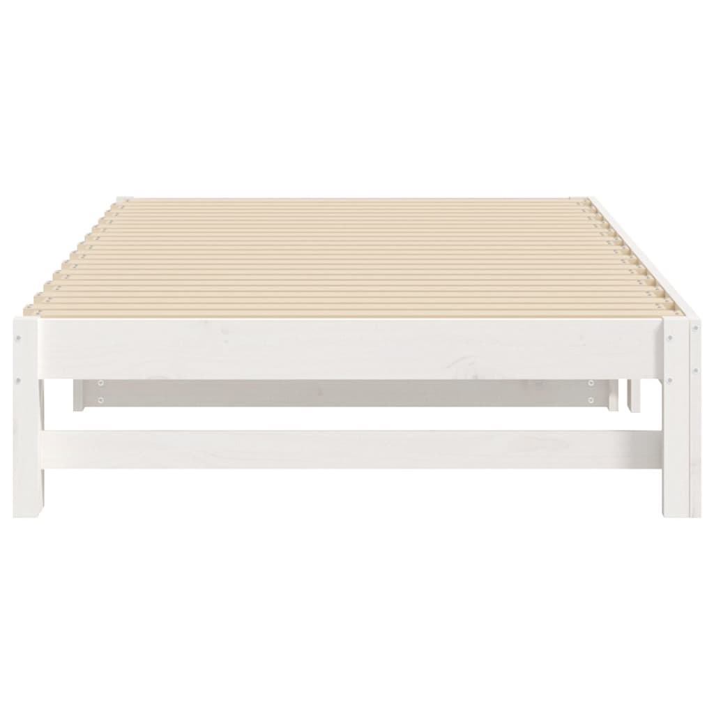 vidaXL Sofá cama extraíble madera maciza de pino blanco 2x(100x200) cm