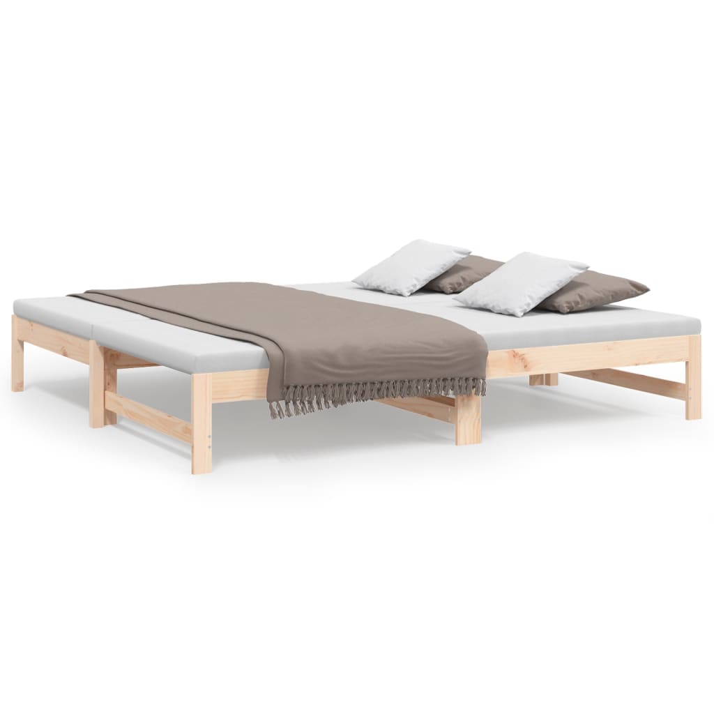 vidaXL Sofá cama extraíble madera maciza de pino 2x(90x190) cm