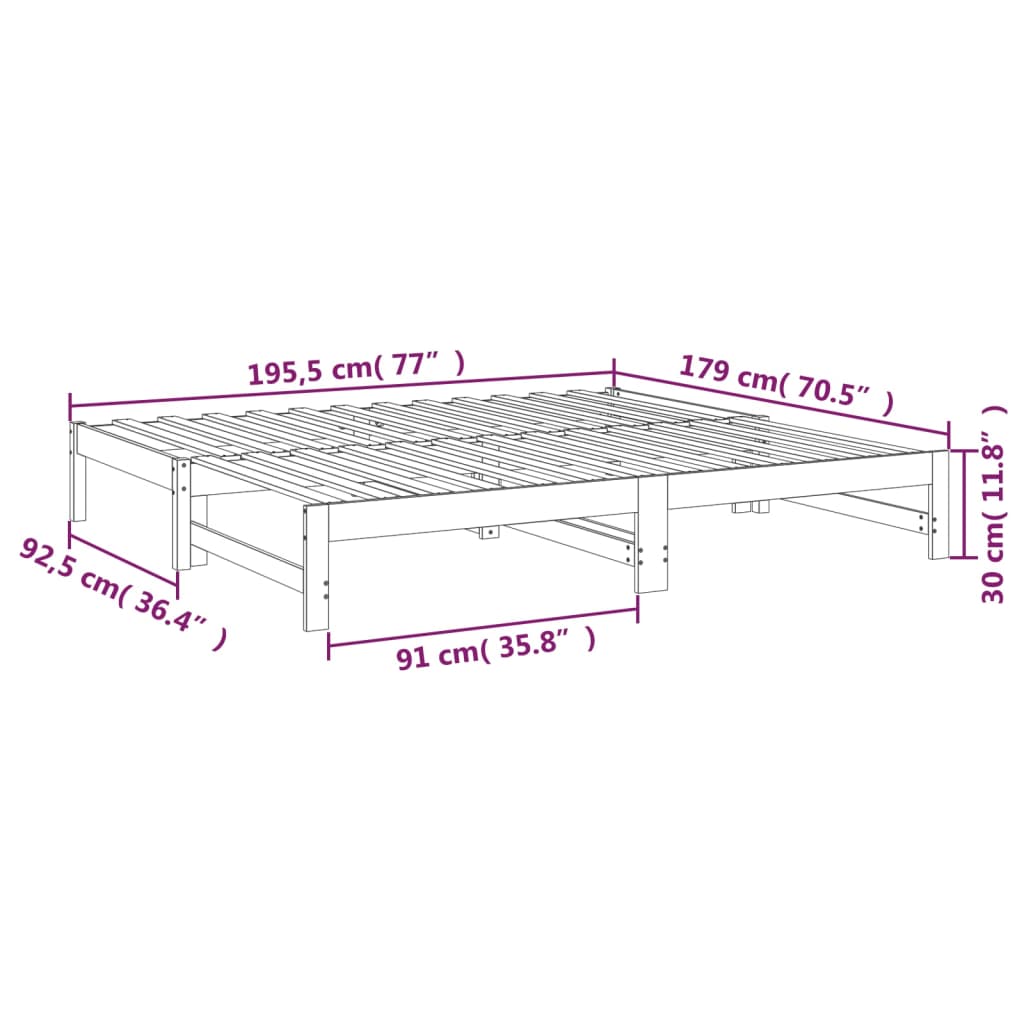 vidaXL Sofá cama extraíble madera maciza de pino 2x(90x190) cm