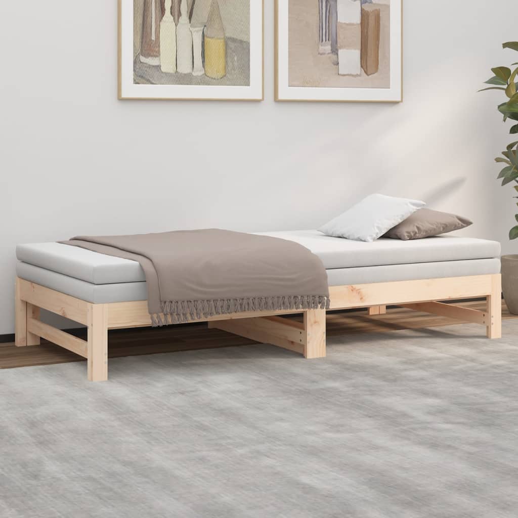 vidaXL Sofá cama extraíble madera maciza de pino 2x(90x190) cm