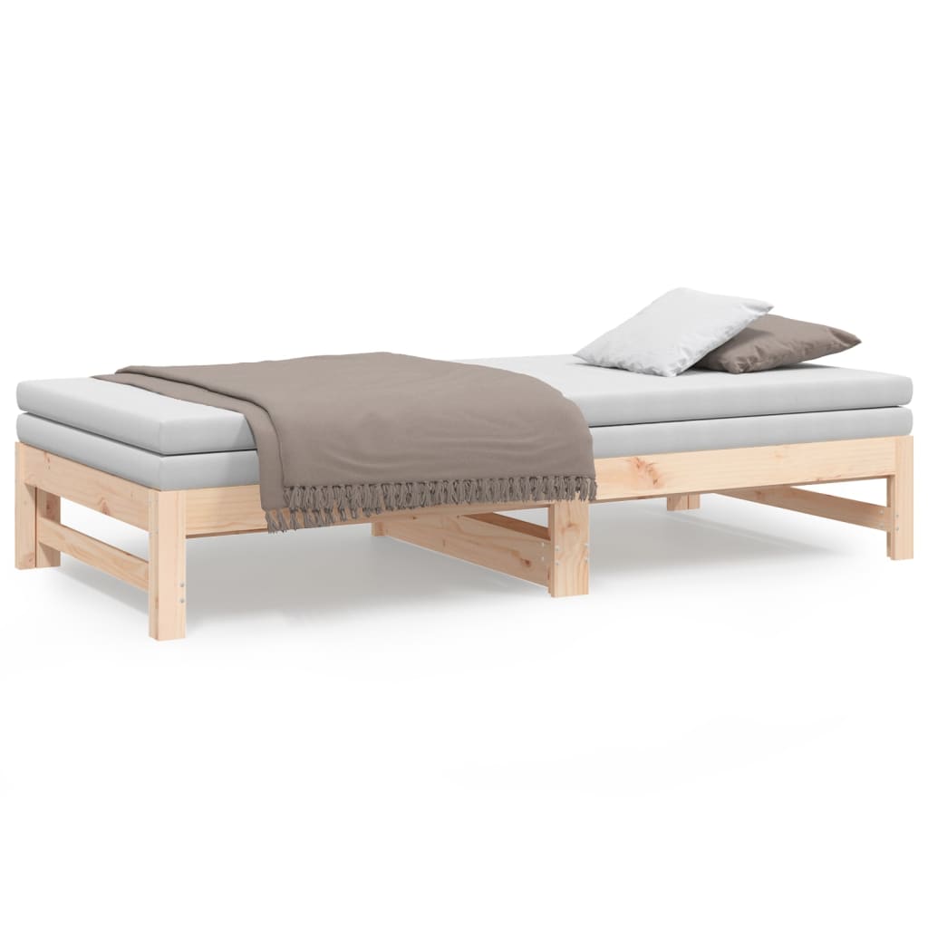 vidaXL Sofá cama extraíble madera maciza de pino 2x(90x190) cm