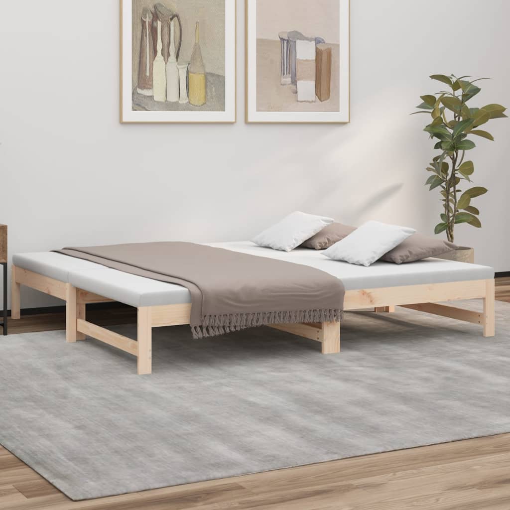 vidaXL Sofá cama extraíble madera maciza de pino 2x(90x190) cm