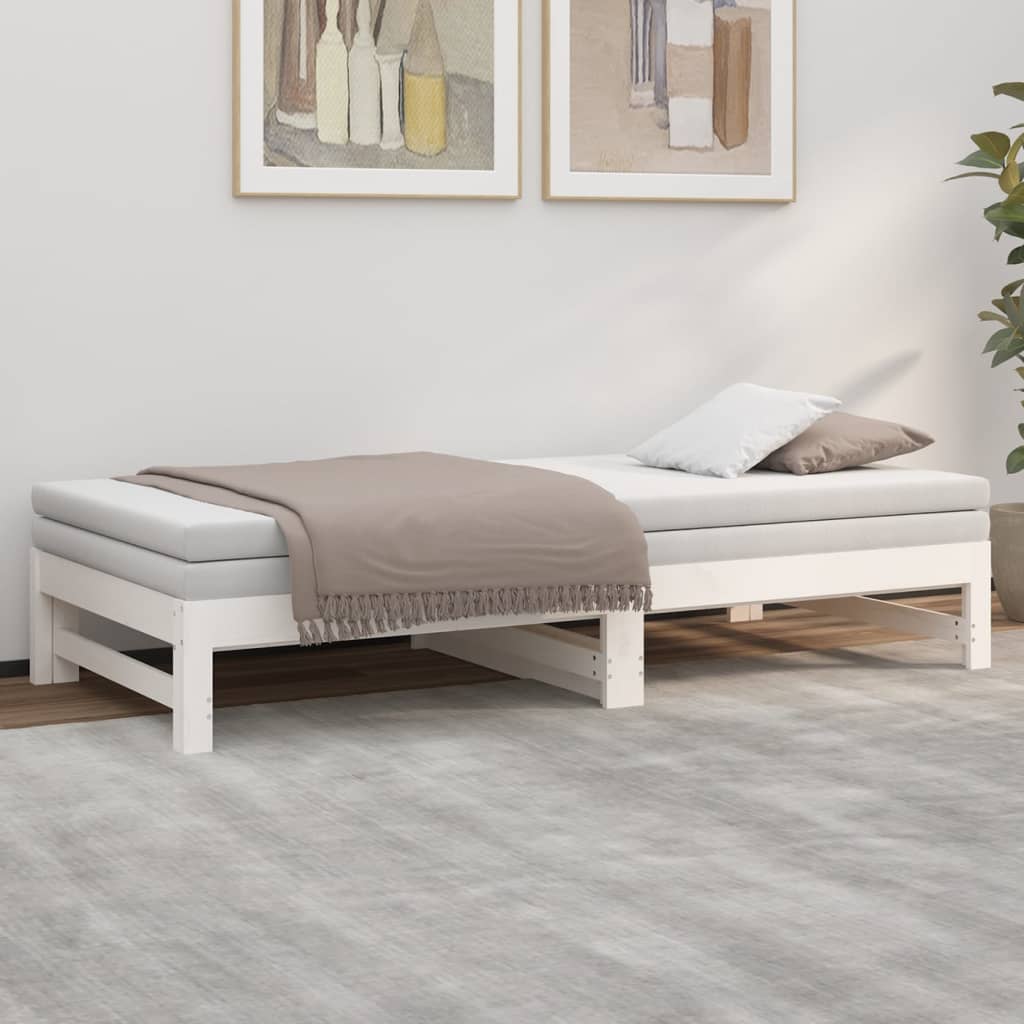 vidaXL Sofá cama extraíble sin colchón blanco 2x(90x190) cm