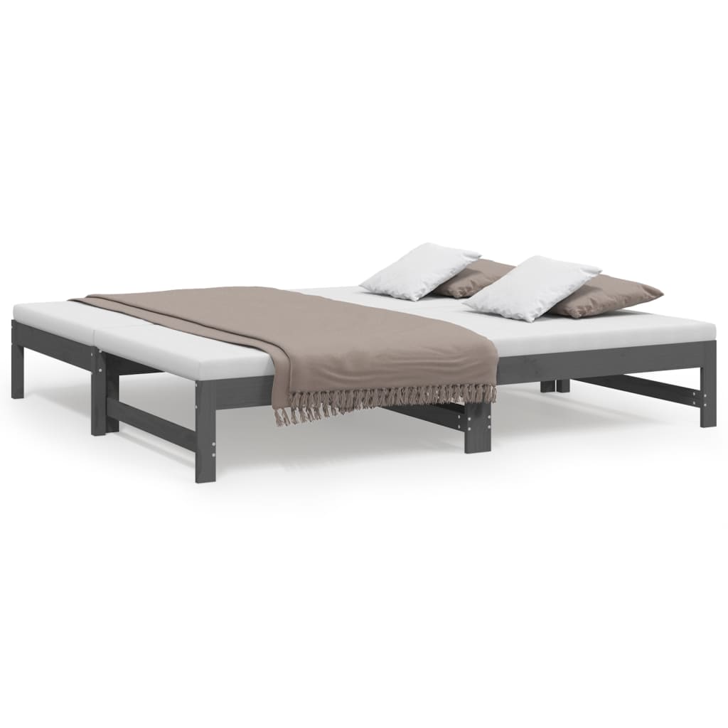 vidaXL Sofá cama extraíble sin colchón gris 2x(90x190) cm