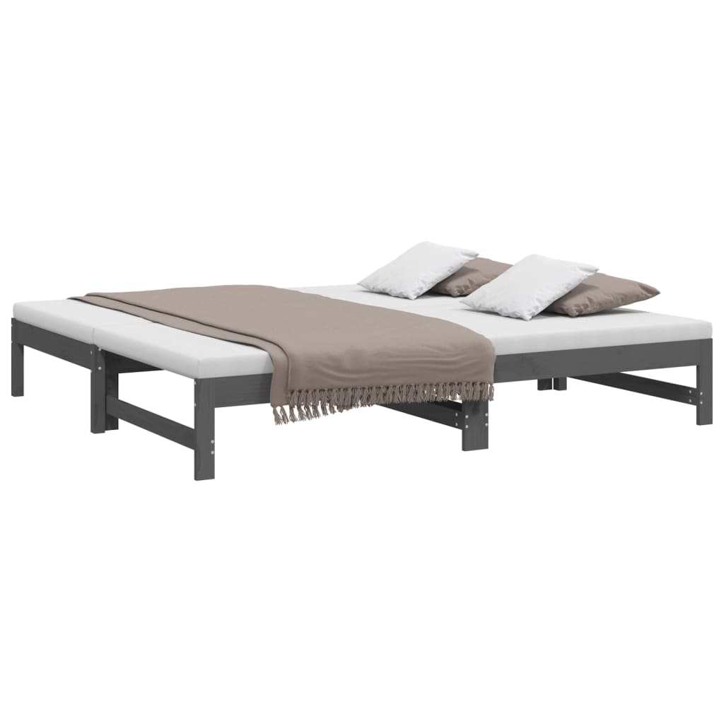 vidaXL Sofá cama extraíble sin colchón gris 2x(90x190) cm