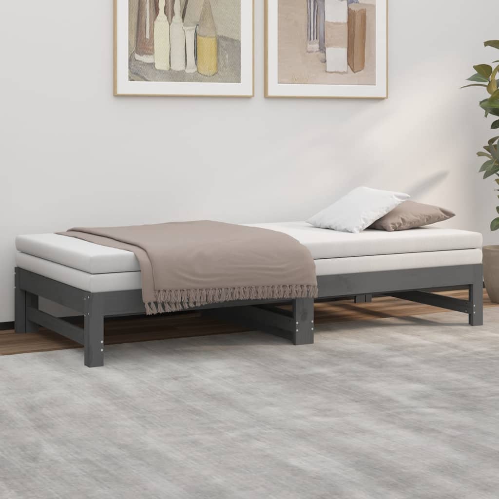 vidaXL Sofá cama extraíble sin colchón gris 2x(90x190) cm