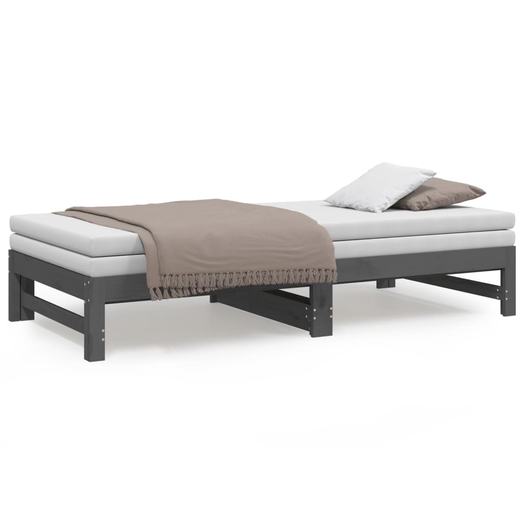 vidaXL Sofá cama extraíble sin colchón gris 2x(90x190) cm