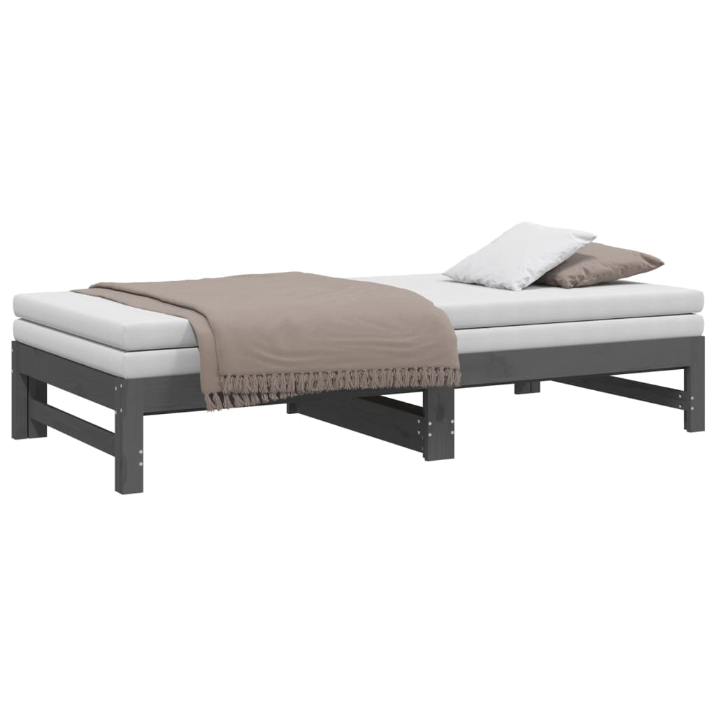 vidaXL Sofá cama extraíble sin colchón gris 2x(90x190) cm