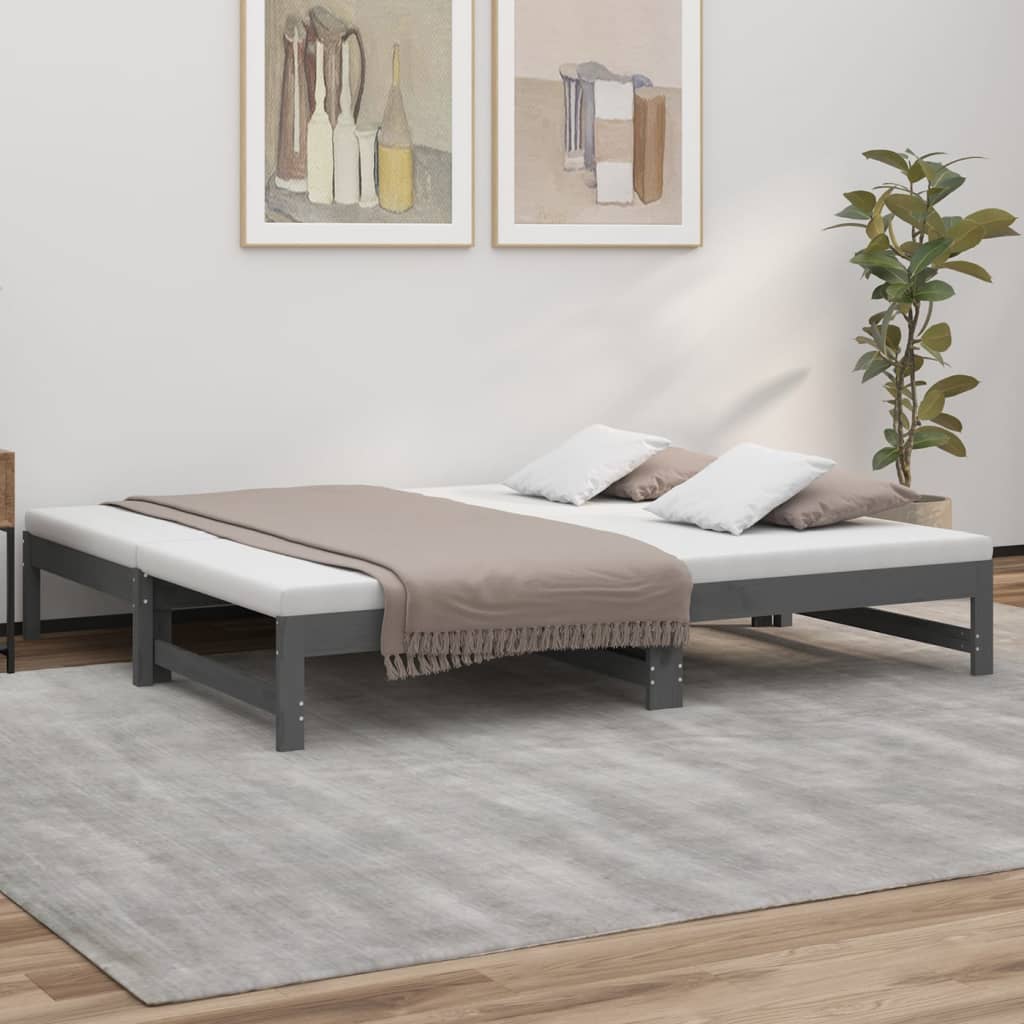 vidaXL Sofá cama extraíble sin colchón gris 2x(90x190) cm