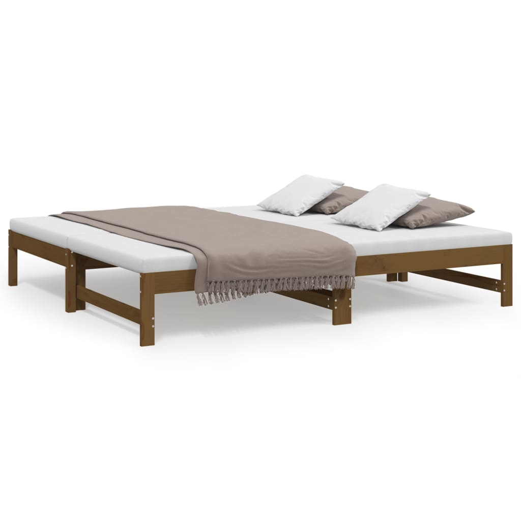 vidaXL Sofá cama extraíble sin colchón marrón miel 2x(90x190) cm