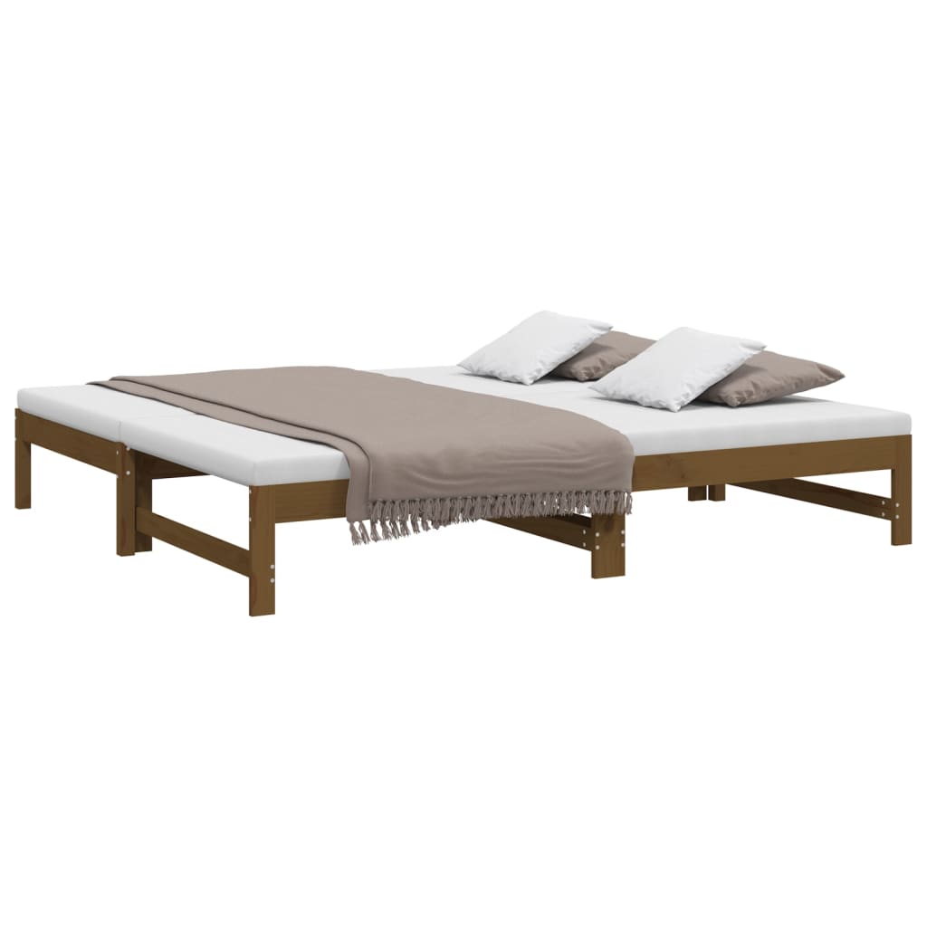 vidaXL Sofá cama extraíble sin colchón marrón miel 2x(90x190) cm