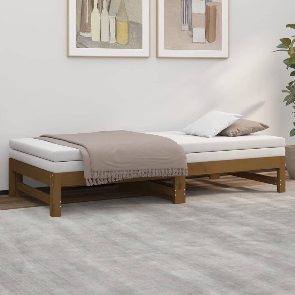 vidaXL Sofá cama extraíble sin colchón marrón miel 2x(90x190) cm