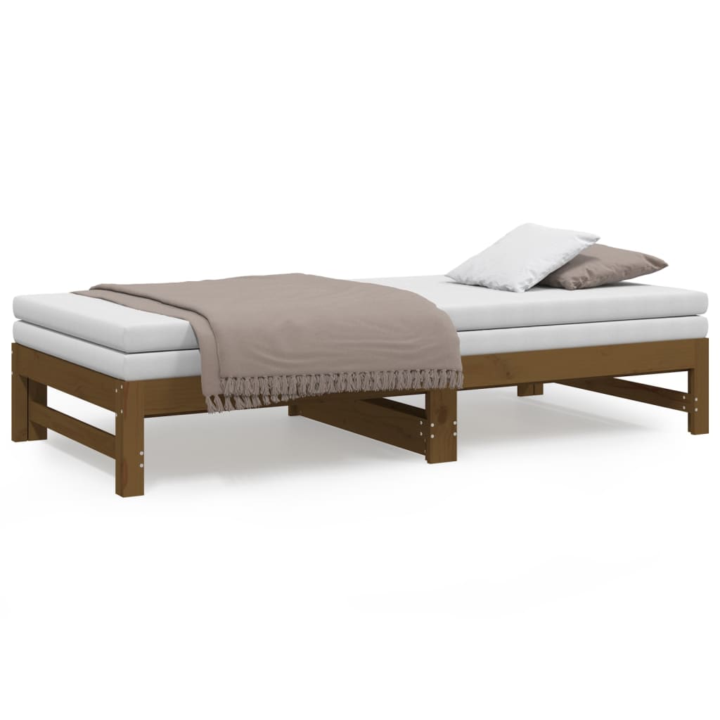 vidaXL Sofá cama extraíble sin colchón marrón miel 2x(90x190) cm