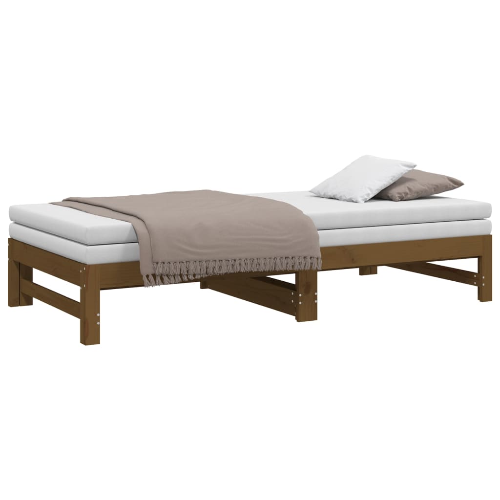 vidaXL Sofá cama extraíble sin colchón marrón miel 2x(90x190) cm