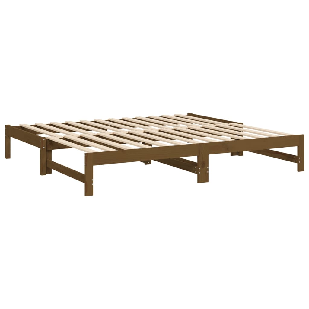 vidaXL Sofá cama extraíble sin colchón marrón miel 2x(90x190) cm