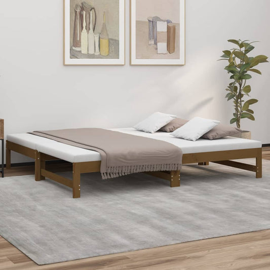 vidaXL Sofá cama extraíble sin colchón marrón miel 2x(90x190) cm