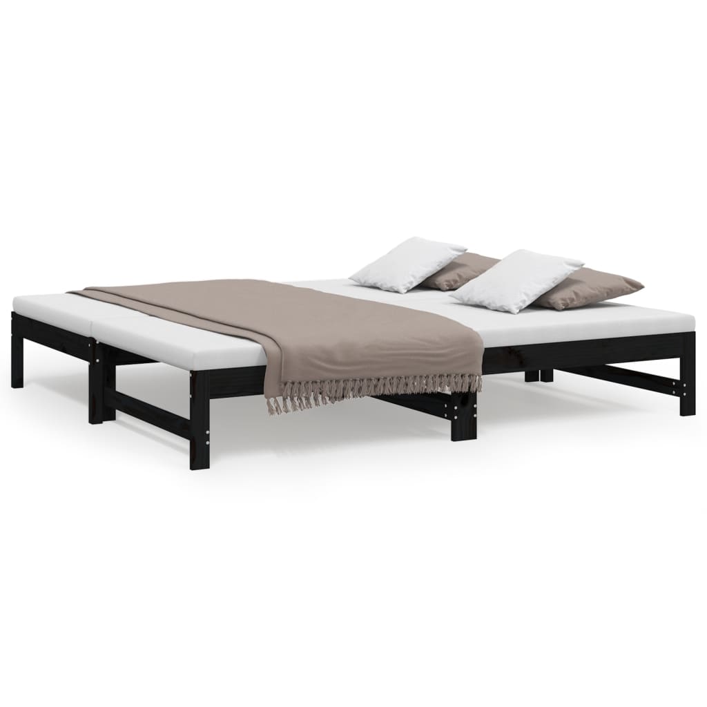 vidaXL Sofá cama extraíble sin colchón negro 2x(90x190) cm