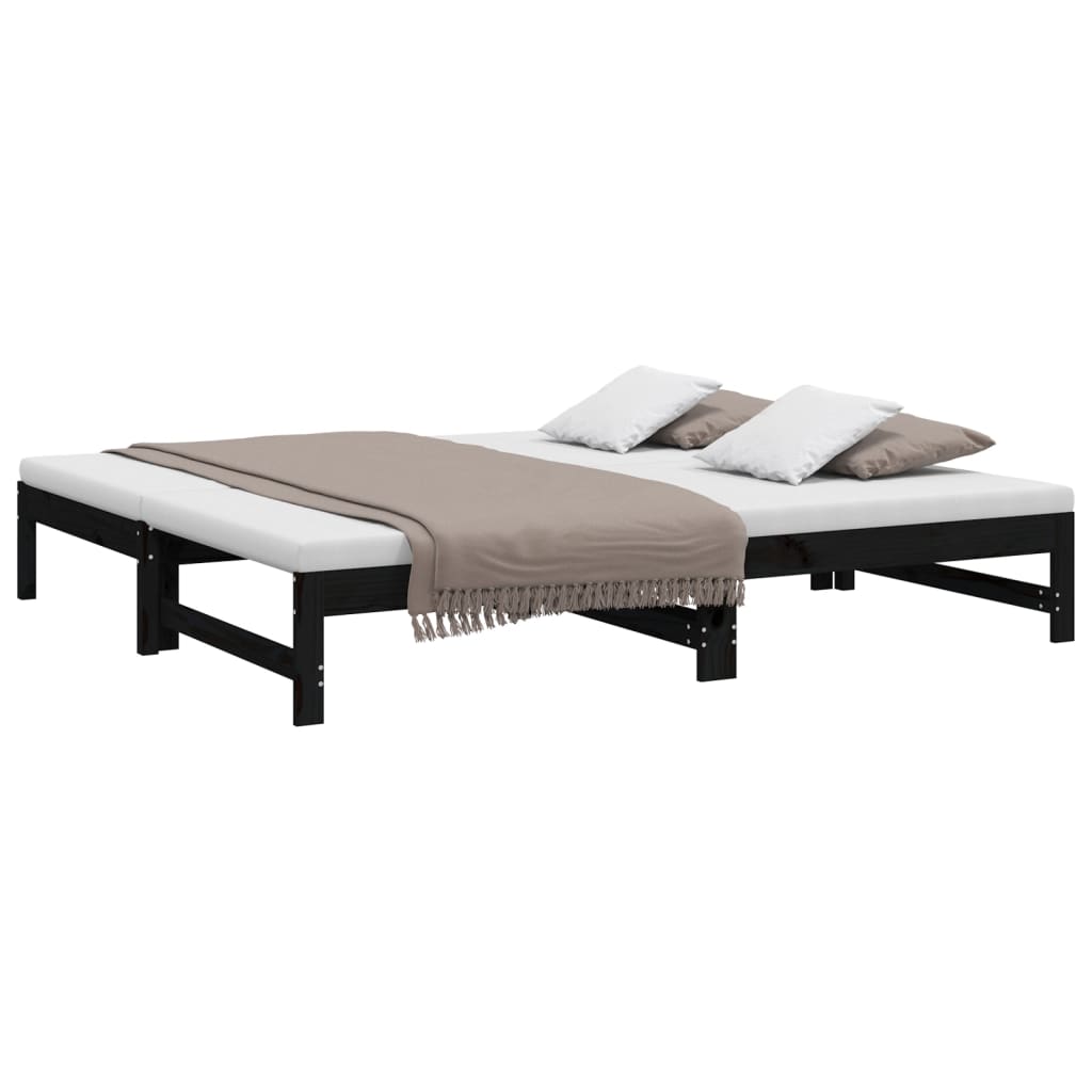 vidaXL Sofá cama extraíble sin colchón negro 2x(90x190) cm