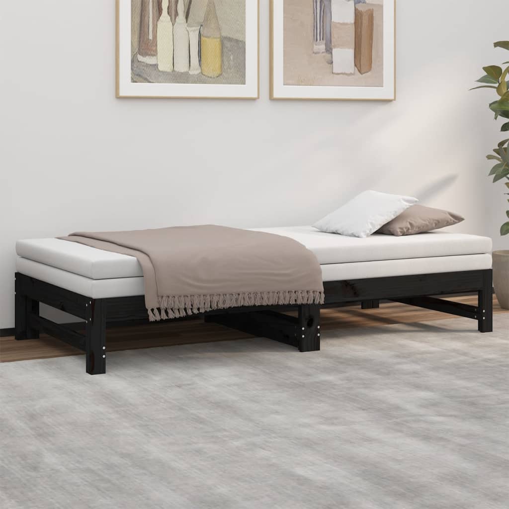 vidaXL Sofá cama extraíble sin colchón negro 2x(90x190) cm