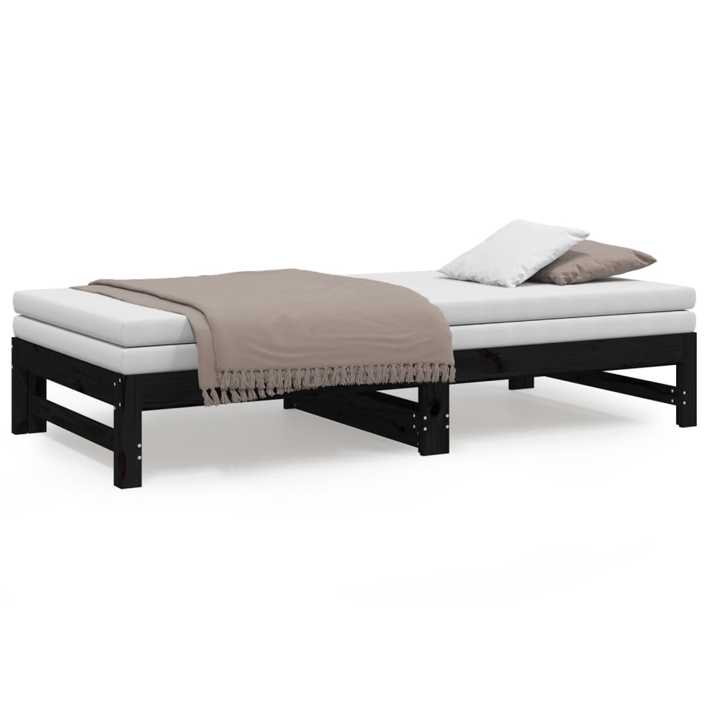 vidaXL Sofá cama extraíble sin colchón negro 2x(90x190) cm