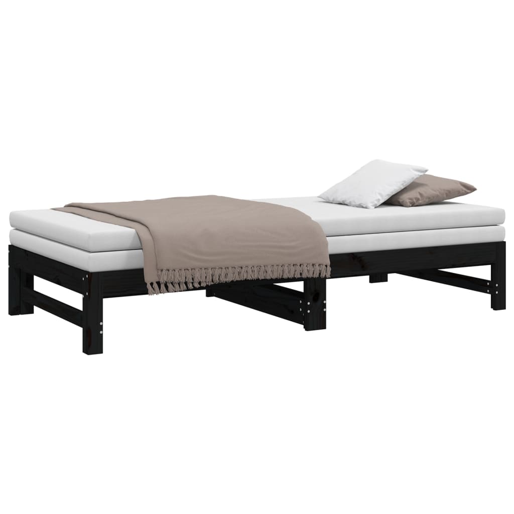 vidaXL Sofá cama extraíble sin colchón negro 2x(90x190) cm