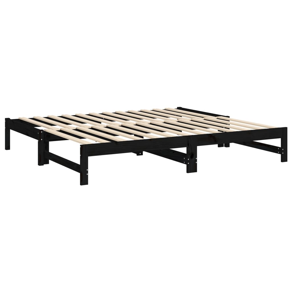 vidaXL Sofá cama extraíble sin colchón negro 2x(90x190) cm