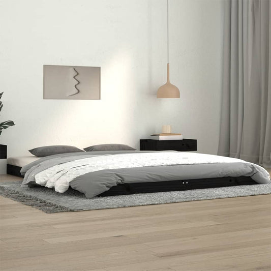 vidaXL Estructura de cama de madera maciza de pino negro 140x190 cm