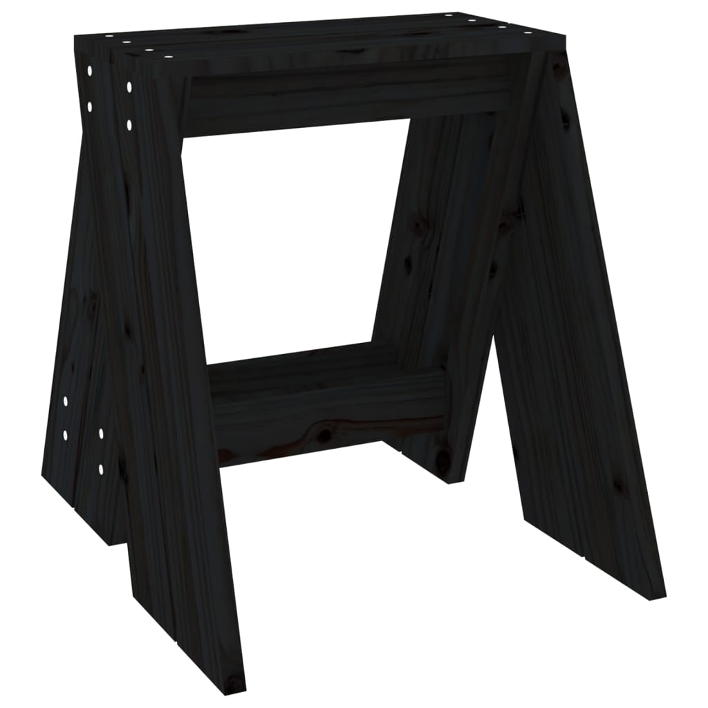 vidaXL Taburetes 2 unidades madera maciza de pino negro 40x40x45 cm