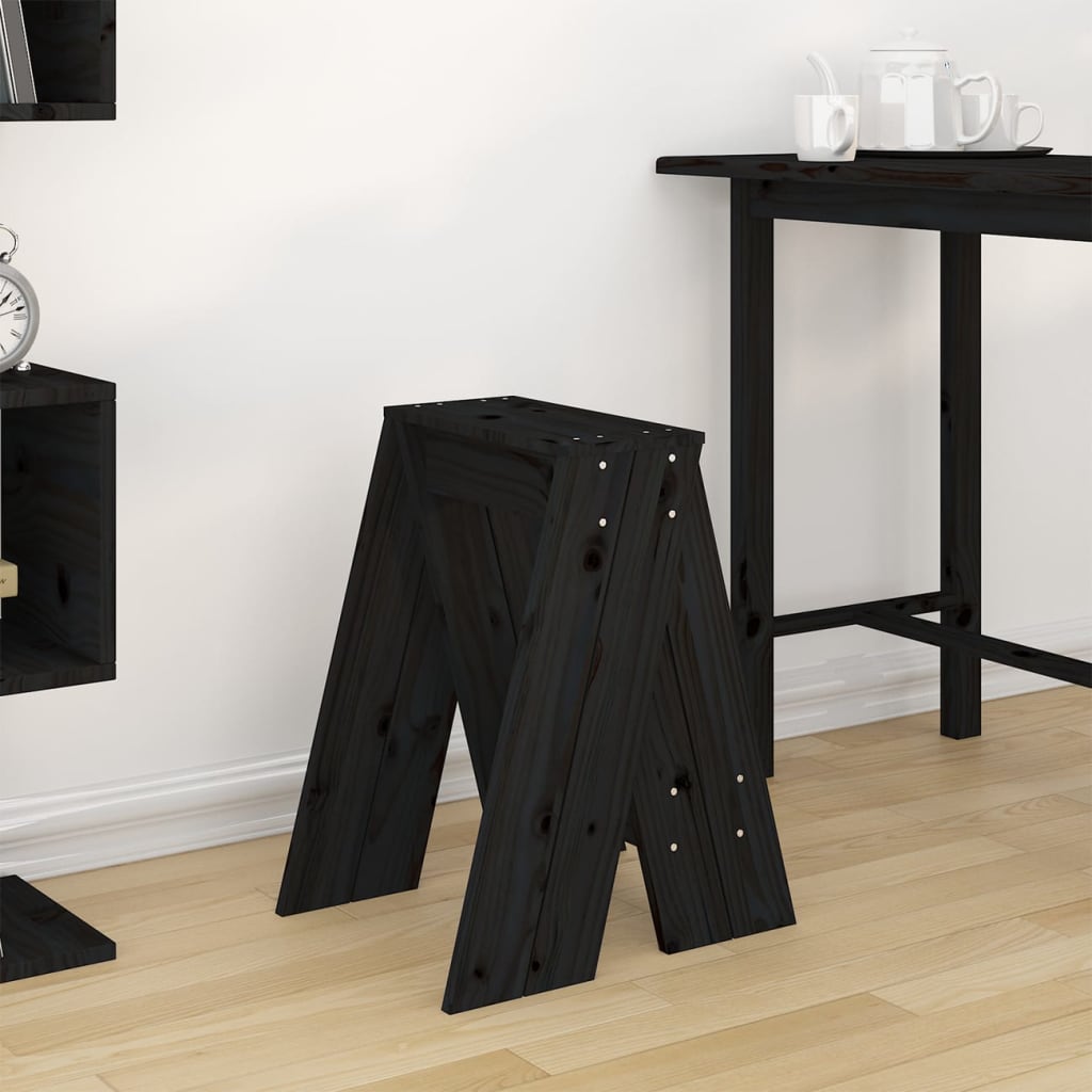 vidaXL Taburetes 2 unidades madera maciza de pino negro 40x40x60 cm