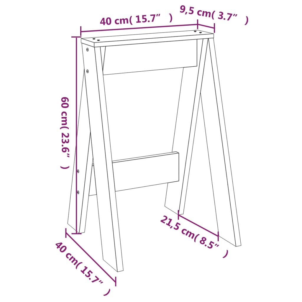 vidaXL Taburetes 2 unidades madera maciza de pino negro 40x40x60 cm