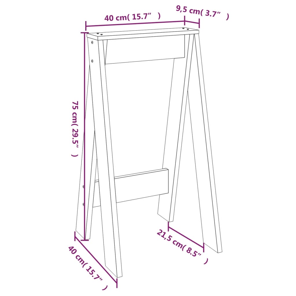 vidaXL Taburetes 2 unidades madera maciza de pino 40x40x75 cm