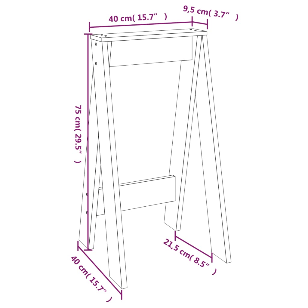 vidaXL Taburetes 2 unidades madera maciza de pino negro 40x40x75 cm