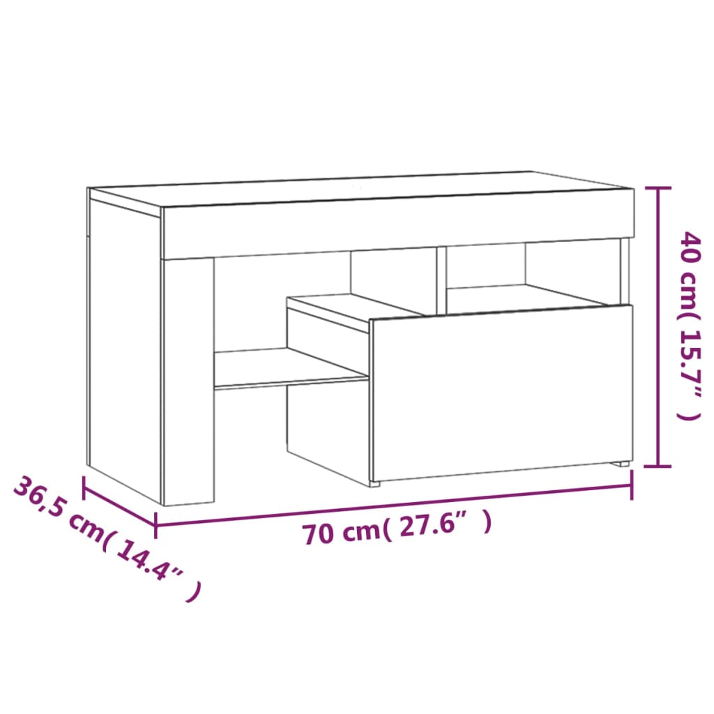 vidaXL Mesitas de noche con luces LED 2 uds blanco brillo 70x36,5x40cm