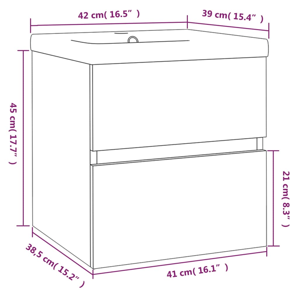 vidaXL Mueble de baño con lavabo madera contrachapada roble ahumado