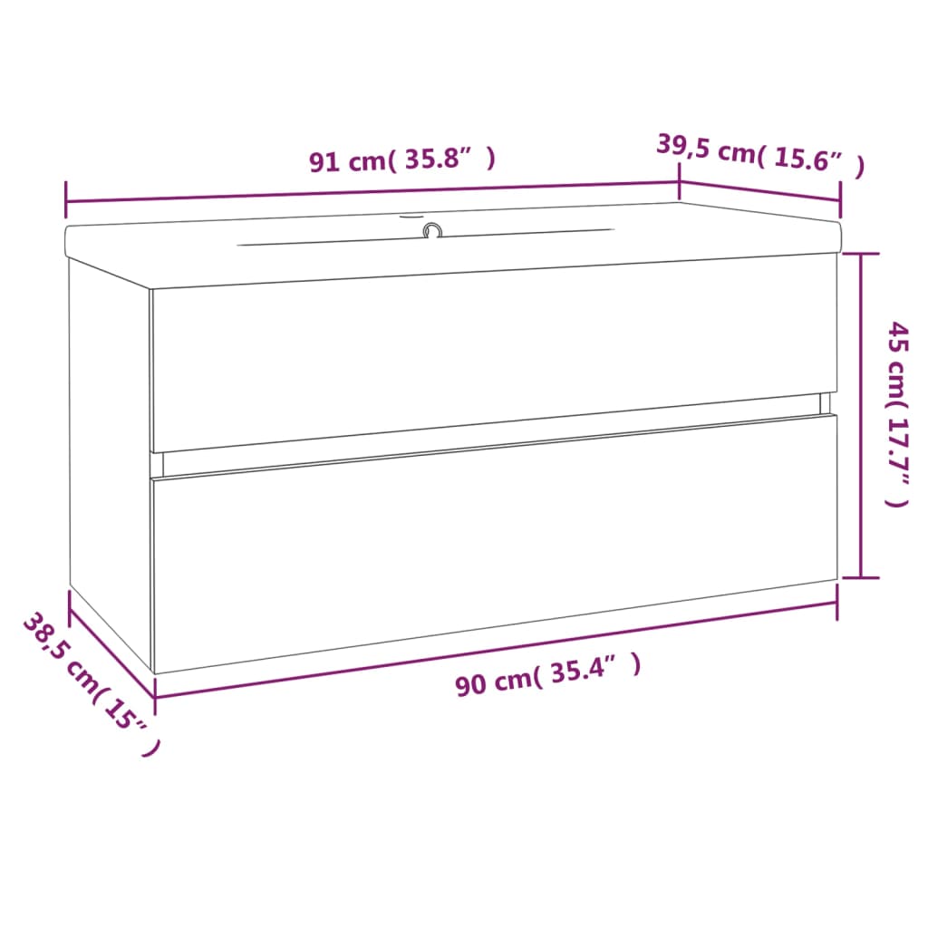 vidaXL Mueble de baño con lavabo madera contrachapada roble ahumado